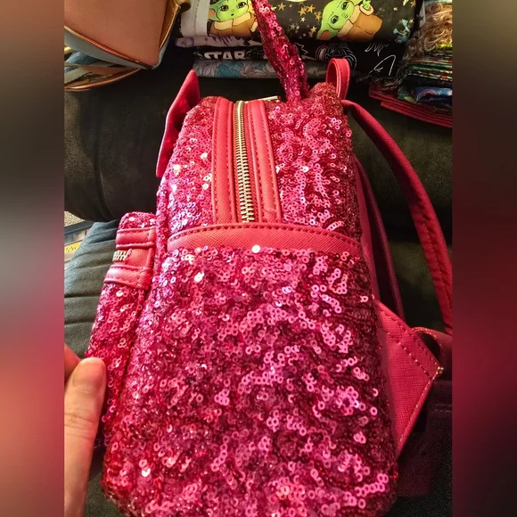 Loungefly Pink Sequin Backpack - Picture 4 of 5